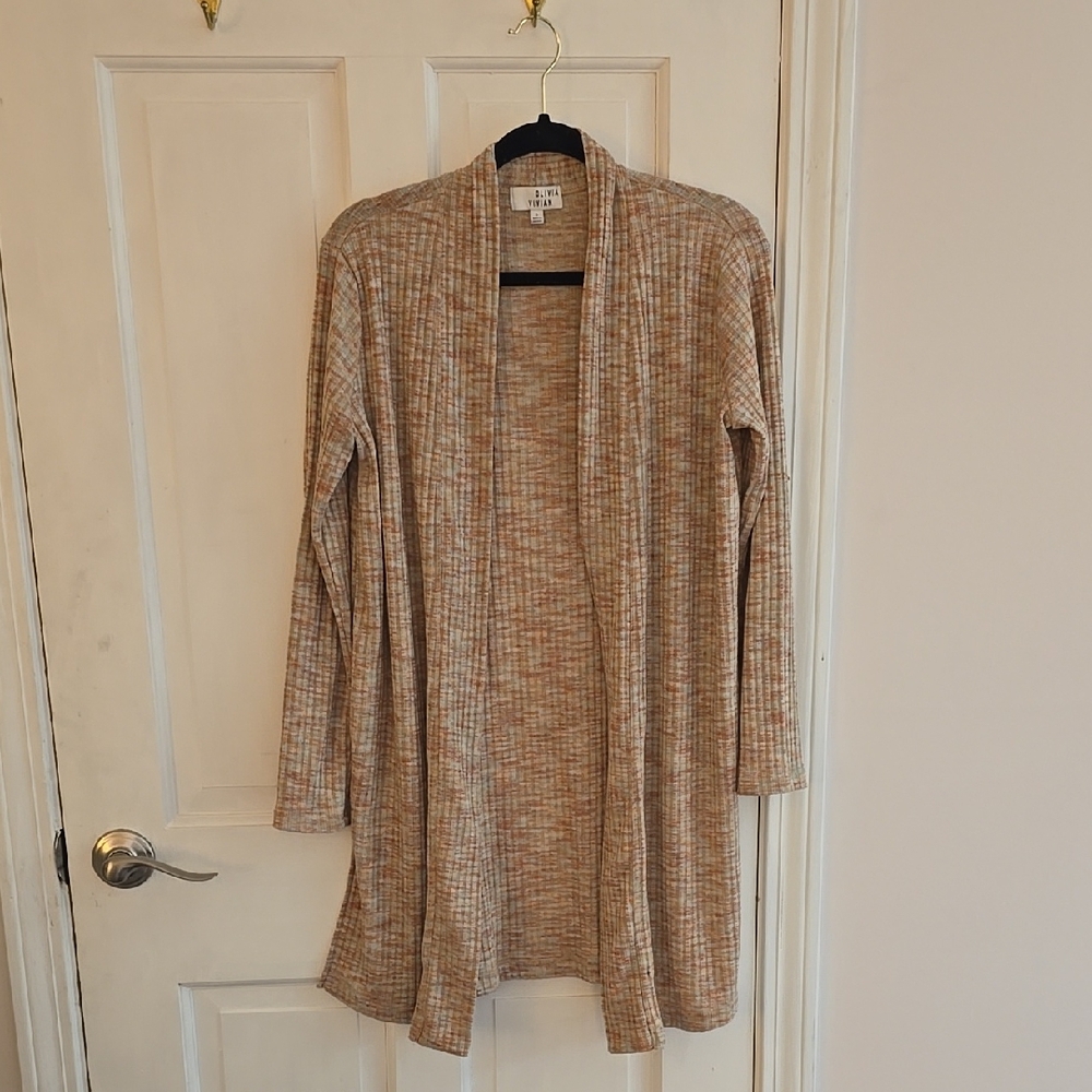 Women's Beige Open-Front Sweater
